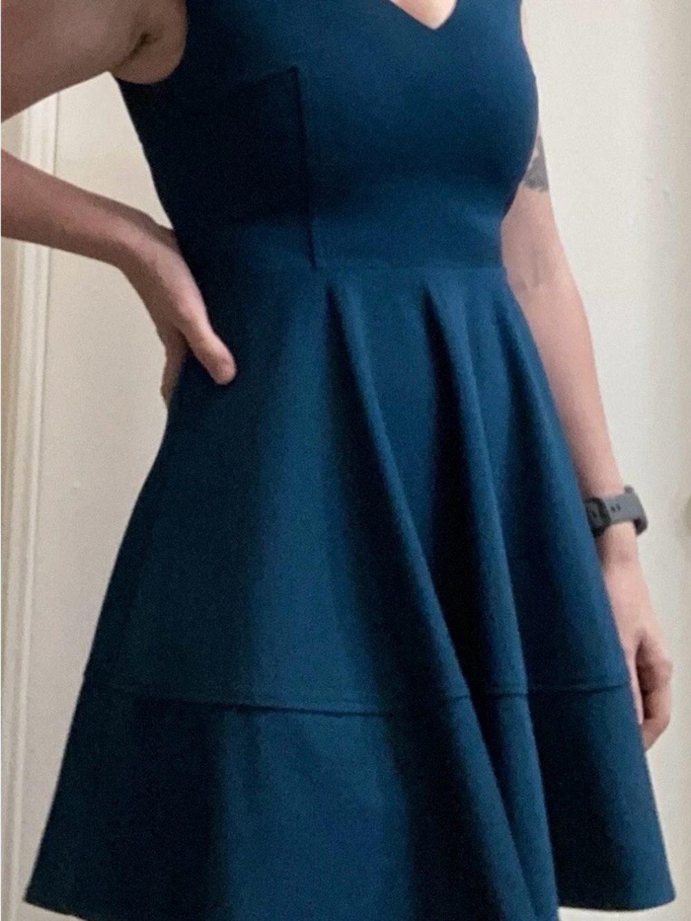 Forever 21 Teal Sleeveless V-Neck Fit & Flare Mini Dress